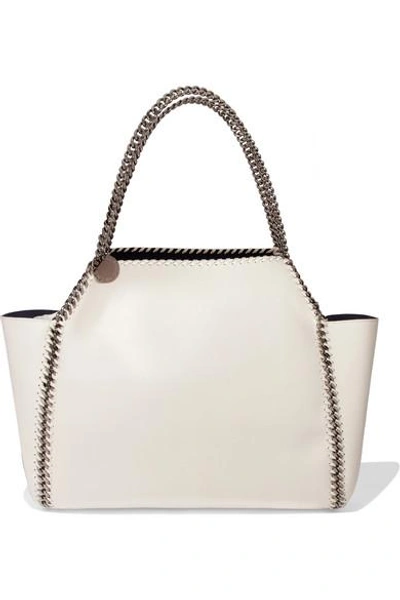 Shop Stella Mccartney Falabella Reversible Faux Brushed-leather Tote In White