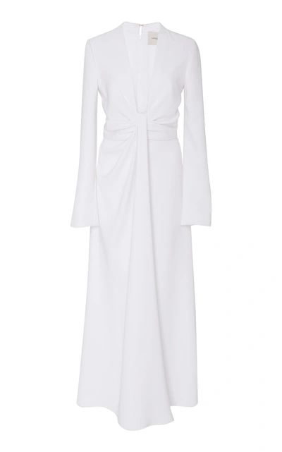 Shop Carolina Herrera Long Sleeve Plunging Neckline Cocktail Dress In White