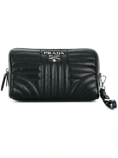Shop Prada Beveled Logo Plaque Pouch - Black