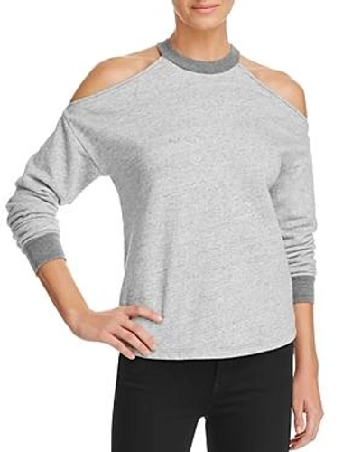 Shop Ag Gigi Cold-shoulder Sweatshirt In Heather Gray Herite