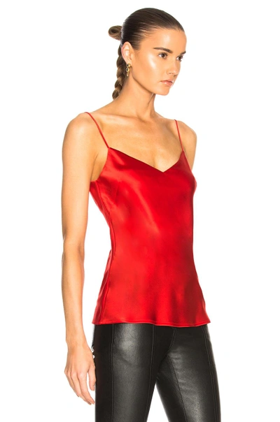 Shop Galvan Satin V Neck Camisole Top In Red