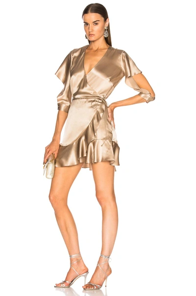 Shop Michelle Mason For Fwrd Flutter Wrap Dress In Neutrals