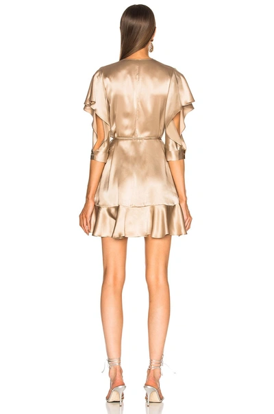 Shop Michelle Mason For Fwrd Flutter Wrap Dress In Neutrals