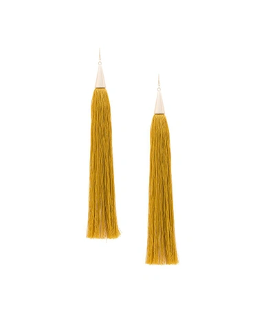 Shop Eddie Borgo Gold Long Silk Tassel Earrings