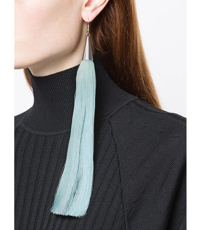 Shop Eddie Borgo Blue Long Silk Tassel Earrings