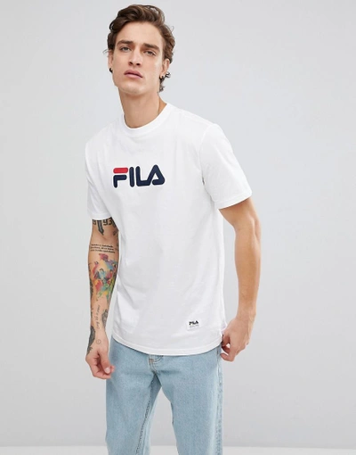 Fila Black Line T-shirt With Large Logo In White - White | ModeSens