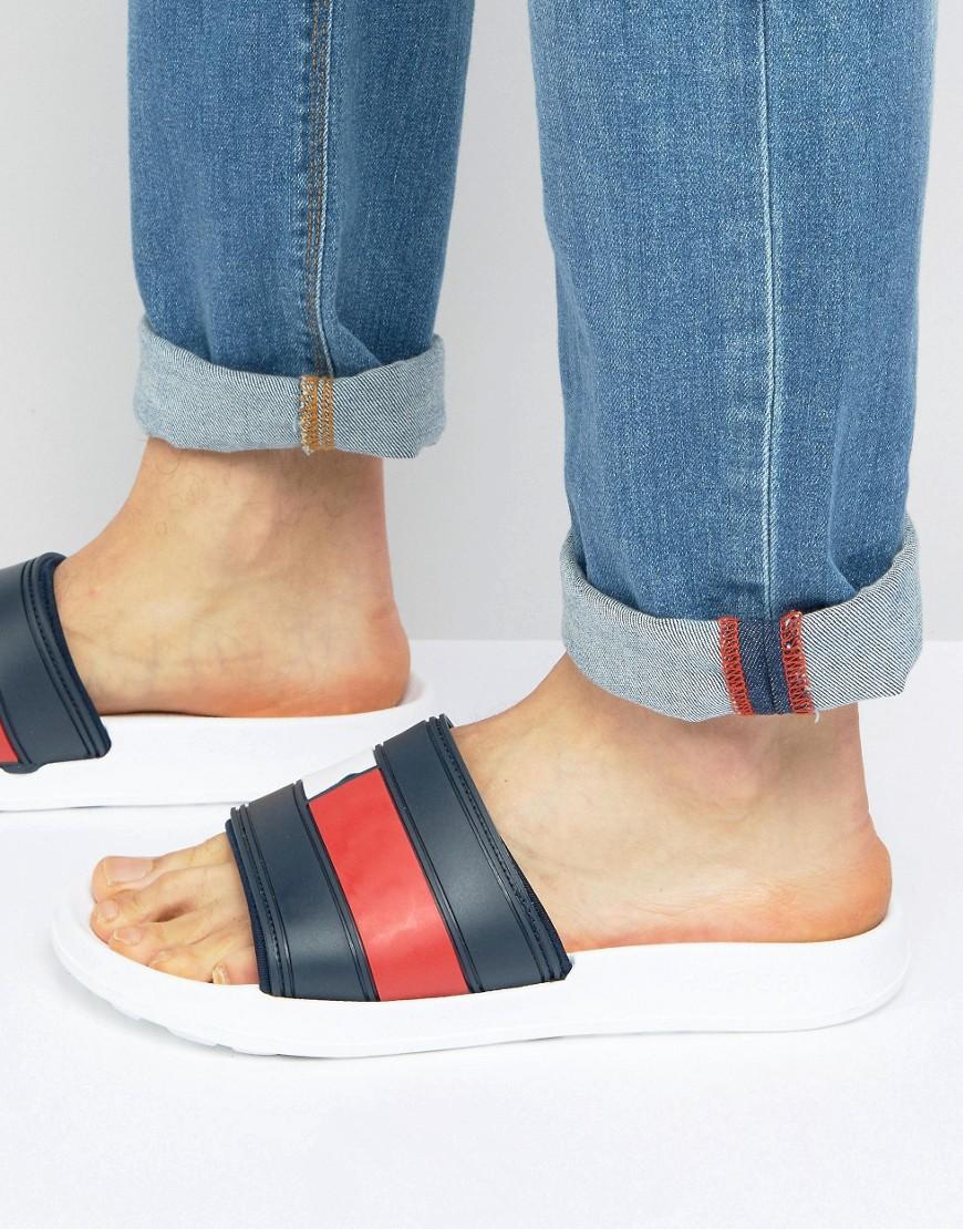 tommy hilfiger splash sliders white