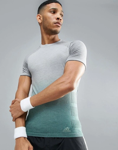 Adidas Running Prime Knit T-shirt In Gray Az2899 - Green | ModeSens