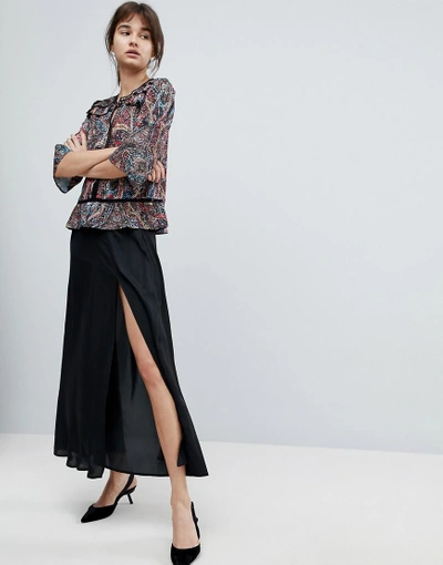 Shop Dra Polina Maxi Slit Side Skirt - Black