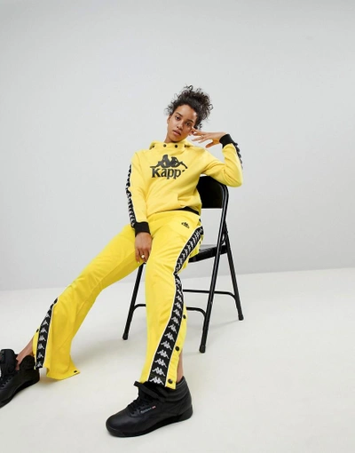 Kappa Relaxed Tracksuit Bottoms With Popper Sides Co-ord - Yellow | ModeSens