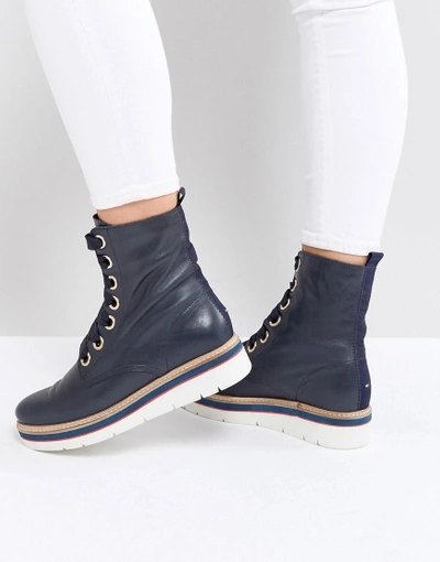 Shop Tommy Jeans Hiker Boot With Print Foldown-navy