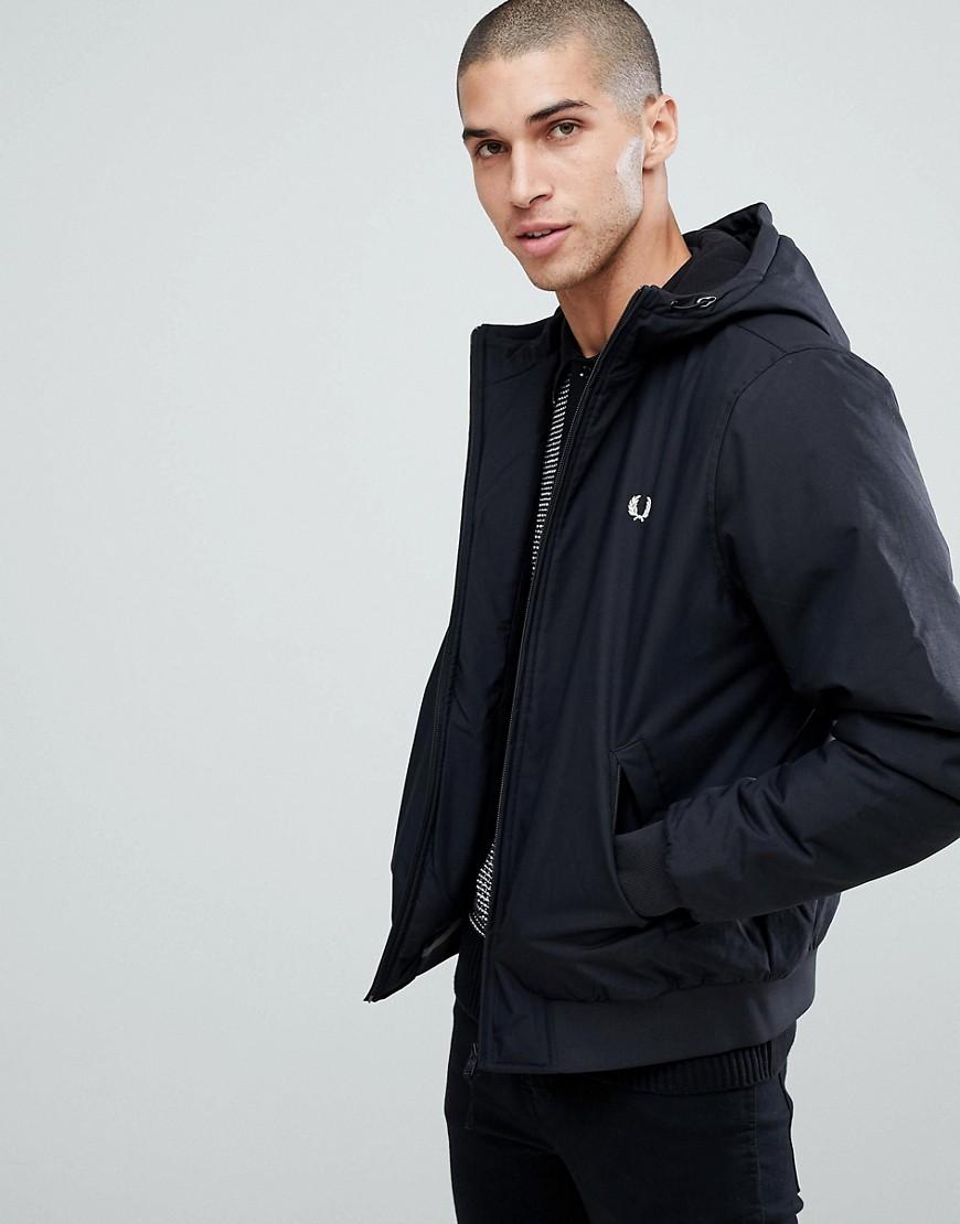 Fred Perry Quilted Hooded Brentham Jacket In Black - Black | ModeSens
