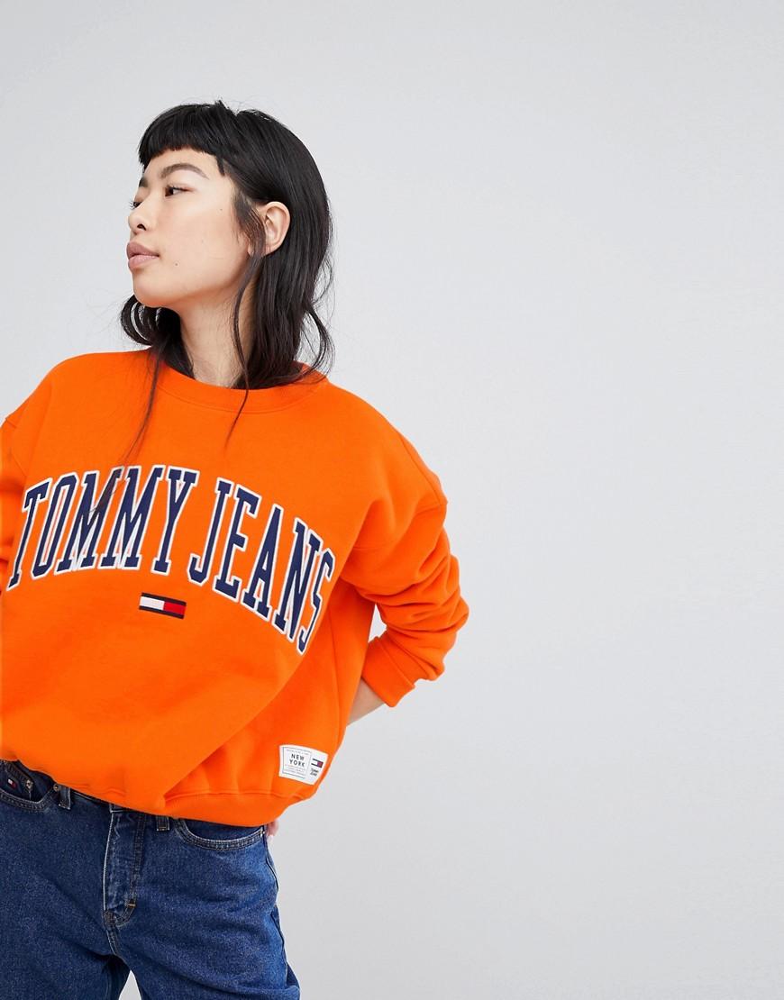 tommy jeans orange sweatshirt