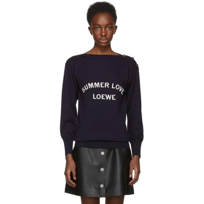 Shop Loewe Navy 'summer Love' Sweater