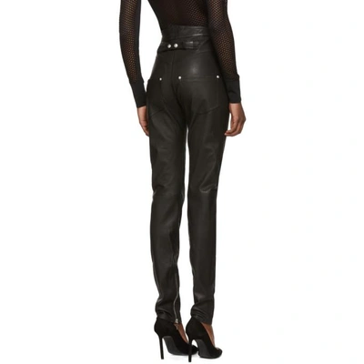 Shop Balmain Black High-rise Leather Pants In C0100 Noir