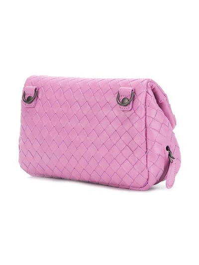 Shop Bottega Veneta Twilight Intrecciato Nappa Mini Messenger Bag - Pink