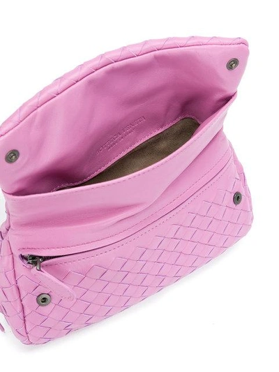 Shop Bottega Veneta Twilight Intrecciato Nappa Mini Messenger Bag - Pink