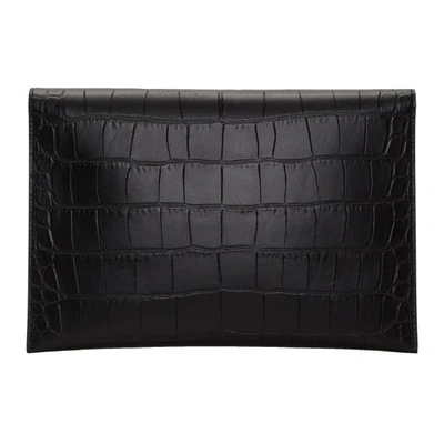 Shop Alexander Mcqueen Black Croc Skull Envelope Clutch