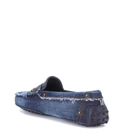 Shop Tod's Gommino Denim Loafers In Blue