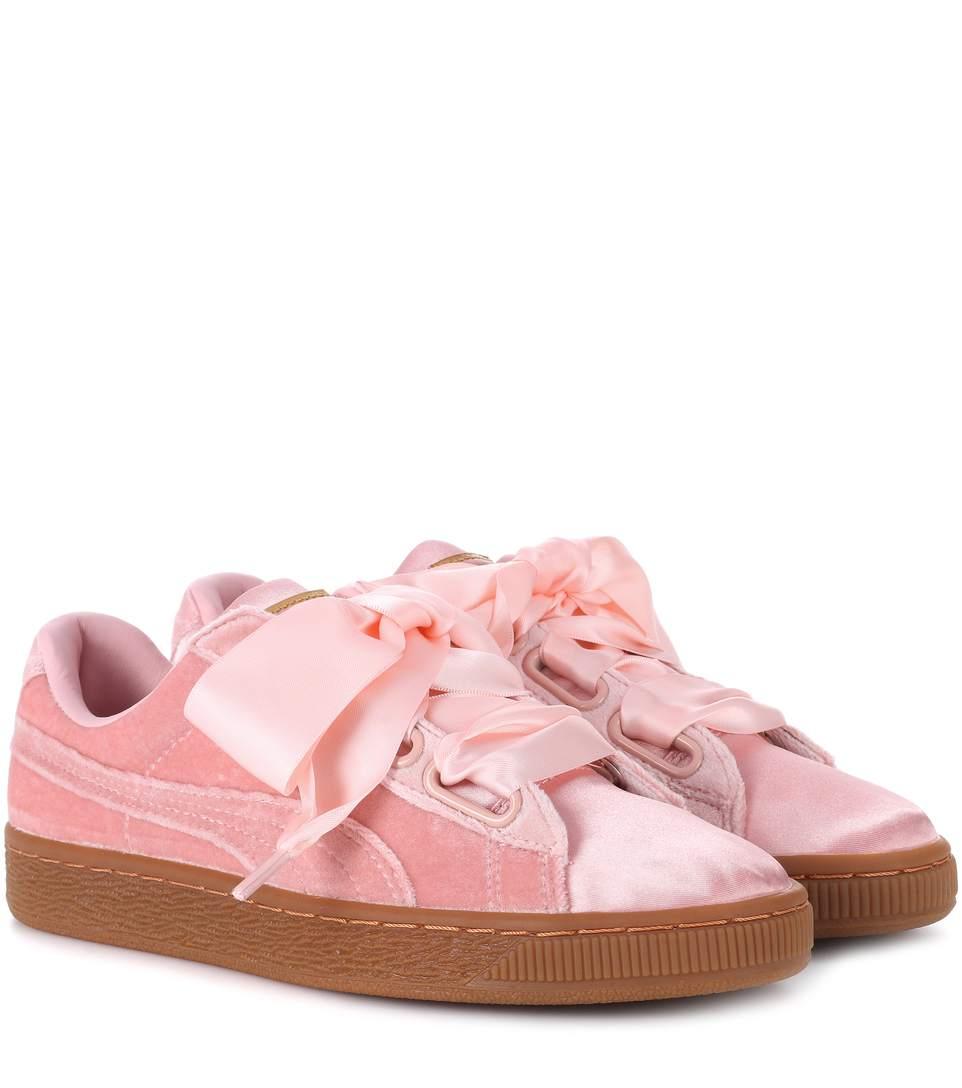 puma basket heart velvet pink