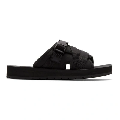 Shop Prada Black Nylon Tech Slides