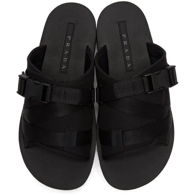 Shop Prada Black Nylon Tech Slides