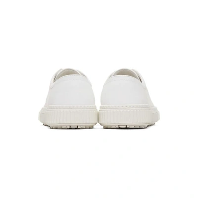 Shop Prada White Leather And Canvas Sneakers In F0009 Bnco