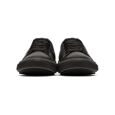 Shop Prada Black Leather And Canvas Sneakers In F0002 Nero