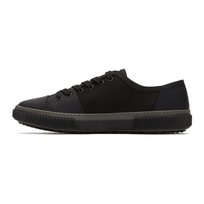 Shop Prada Black Leather And Canvas Sneakers In F0002 Nero