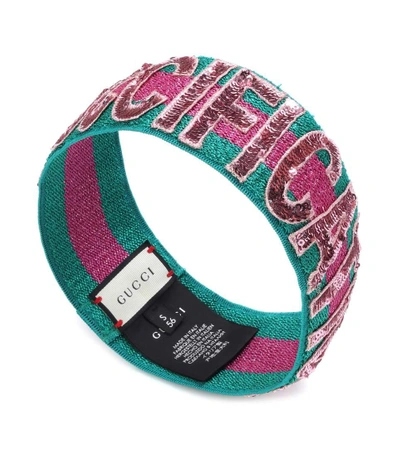 Shop Gucci Sequinned Headband In Multicoloured