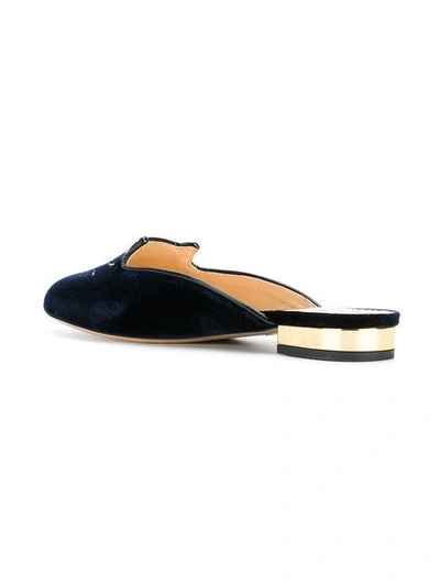 Shop Charlotte Olympia Kitty Slippers In Blue