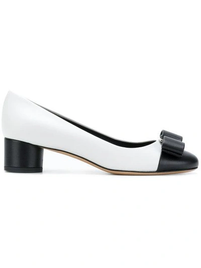 Shop Ferragamo Vara Pumps In White