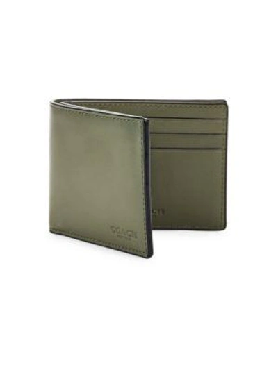 Shop Coach Leather Bi-fold Wallet In Forest