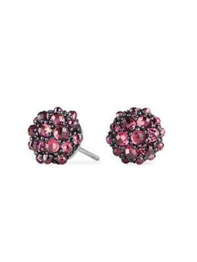 Shop David Yurman Cable Berries Faceted Gemstone & Stainless Sterling Earrings In Garnet