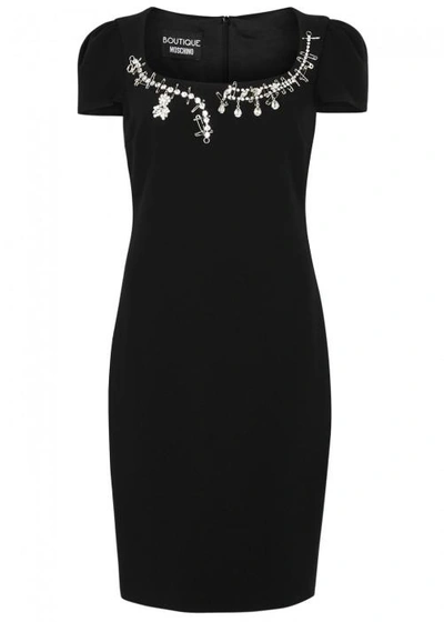 Shop Boutique Moschino Black Crystal-embellished Dress