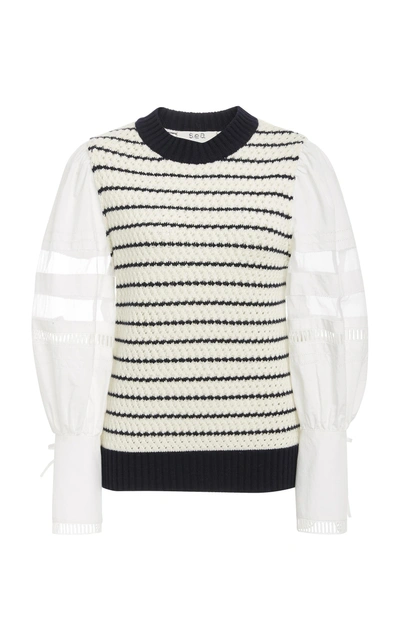 Shop Sea Coco Combo Sleeve Striped Sweater
