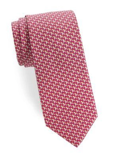 Shop Ferragamo Printed Silk Tie In Pink