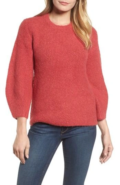 Shop Velvet By Graham & Spencer Blouson Sleeve Boucle Sweater In Snapper