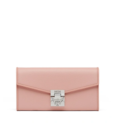 Shop Mcm Large Patricia Two Fold Wallet With Chain In Park Avenue Leather In Pink Blush In Pv