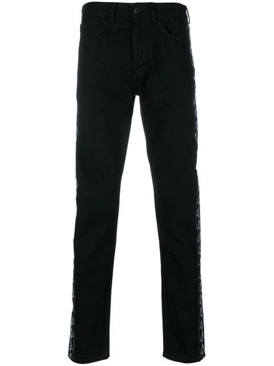 Shop Marcelo Burlon County Of Milan 'kappa' Jeans Mit Geradem Bein In 6710 Light Wash Black