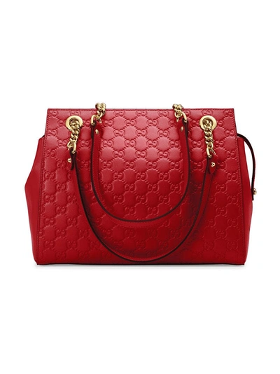 Gucci Soft Signature Shoulder Bag In Red | ModeSens