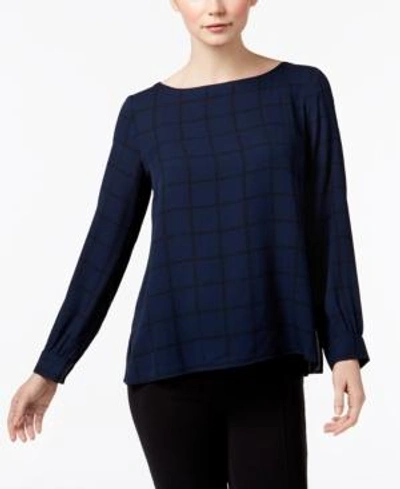 Shop Eileen Fisher Silk Printed Top In Midnight