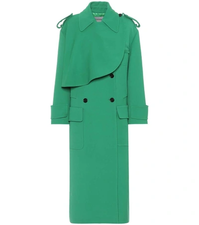 Shop Valentino Wool-crêpe Coat In Green