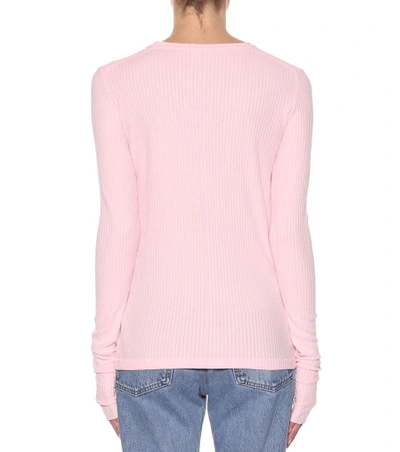 Shop Helmut Lang Cotton Rib-knit Top In Pink