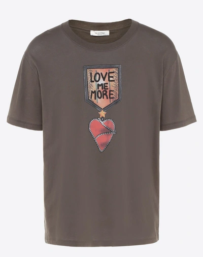 Shop Valentino T-shirt With Military Embellishments In Military Green