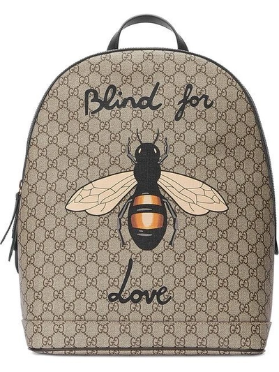 Shop Gucci Bee Print Gg Supreme Backpack