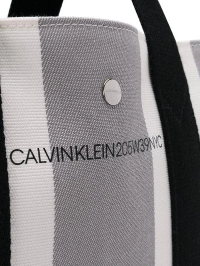 Shop Calvin Klein 205w39nyc Striped Shopper Tote In Grey