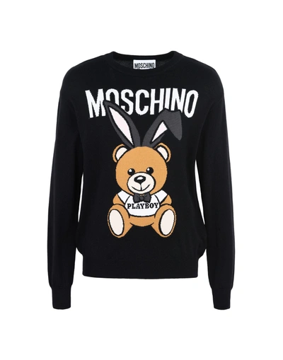 Shop Moschino Long Sleeve Sweaters In Black