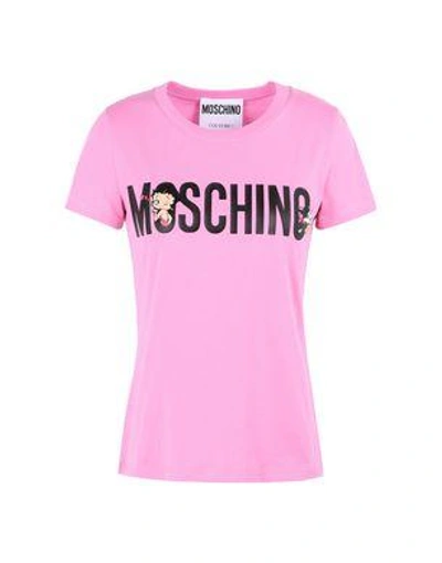 Shop Moschino Short Sleeve T-shirts In Pink