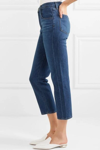 Shop J Brand Wynne Cropped High-rise Straight-leg Jeans In Mid Denim